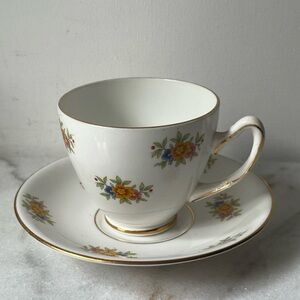 Floral White Teacup and Saucer Set